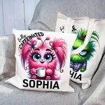 Personalisierte Cartoon-Charakter Tier vor Kaffee koffeinhaltigen Canvas-Tasche mit Namen Geburtstag Geschenk für Büroangestellte Kaffee-Liebhaber Familie Freund