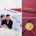 Invitation personnalisée The Wedding Post Photo Hot Stamping Effect avec nom, date et lieu Cadeau de mariage pour les invités des jeunes mariés