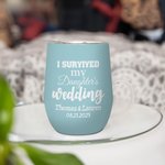 Verre à vin multicolore 12oz avec couvercle anti-éclaboussures Cadeau de mariage pour les parents de la mariée