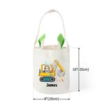 Personalizzato Cartoon Boy Girl Excavator Theme Bunny Ears Bucket Bag Basket con nome Easter Egg Hunt Supplies Birthday Party Favors Gift for Kids