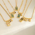 Collier personnalisé Tarot Zodiac Birthstone Initial Number Dainty Astrology Jewelry Birthday Gift for Women Astrology Lovers