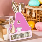 Personalisierte niedlichen Peter Rabbit hölzernen Geld Halter mit Initialen und Namen Ostern Korb Stuffers Geschenk für Kinder