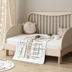 Personalized Floral Cross Bless Bible Verse Soft Throw Blanket with Name and Text Baptism First Communion Gift for Kids