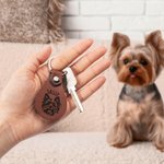 Personalized Engraved Pet Portrait Keychain with Name Dog Cat Memorial Gift for Pet Lovers