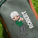 Gepersonaliseerde Cartoon Karakter lederen golftas Gear Organizer met naam Verjaardag Vaderdag geschenk voor golfliefhebbers mannen