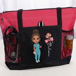 Personalizzato personaggio dei cartoni animati nascita fiore fiocco grande Oxford Tote Bag con nome e testo viaggio essenziale compleanno infermiere settimana regalo per il personale medico