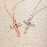 Personalisierte Wrapped Cross Halskette mit 1-5 Familie Birthstones Geburtstag Jahrestag Muttertag Geschenk für Mama Oma Frauen