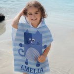 Personalisierter Tier Hamster Eule Streifen Schnelltrocknender Badeponcho Strandtuch mit Namen Sommer Urlaub Strand Geburtstag Geschenk für Kinder