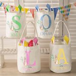 Borsa a secchiello con orecchie di coniglio Peter Rabbit personalizzata con iniziale e nome cestino per uova di Pasqua regalo per bambini