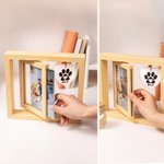 Cadre en Bois Personnalisé avec 1-2 Photos et Nom sur Ornement Bocal à Poils Inclus Décoration de Maison Cadeau Commémoratif pour Amoureux des Animaux