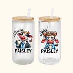 Personalisierte Cartoon-Charakter Tier vor Kaffee koffeinhaltigen Namen 20oz Glasbecher mit Stroh Büro Geburtstag Geschenk für Kaffee-Liebhaber Familie Freund