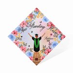 Personalized Back Silhouette Floral Grad Cap Decor with Name and Year