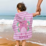 Personalisierter Tier Hamster Eule Streifen Schnelltrocknender Badeponcho Strandtuch mit Namen Sommer Urlaub Strand Geburtstag Geschenk für Kinder