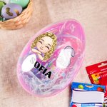 Uovo di Pasqua grande riempibile personalizzato con nome iniziale a tema coniglietto e personaggio regalo di Pasqua per bambini