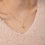 Personalisierte Wrapped Cross Halskette mit 1-5 Familie Birthstones Geburtstag Jahrestag Muttertag Geschenk für Mama Oma Frauen