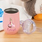 Personalized Cute Peter Rabbit 10 oz Name Insulated Sippy Cup with Flower Basket Eggs Design and Handle Easter Birthday Gift for Toddlers Kids