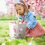 Panier en toile personnalisé avec nom et poignée Œufs de Pâques amusants Chasse Cadeau de vacances pour garçons Filles