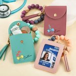 Personalisierte Geburt Blume Schleife-Knoten Stethoskop Quaste Schlüsselanhänger Armband Leder Brieftasche mit Perlen Armband Geburtstag Krankenschwester Woche Geschenk für medizinisches Personal