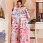 Castillo de princesas personalizado Fantasía Unicornio Suave manta con nombre Decoración del hogar Cumpleaños Baby Shower Regalo para niños