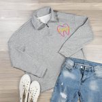 Personalized Embroidered Tooth Dental T-shirt Zip Collared Sweatshirt with Name Birthday Appreciation Gift for Orthodontist Dental Assistant Hygienist