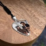 Púa de guitarra personalizada Collar de cuerda tejida con foto y nombre Accesorio de interpretación musical Regalo de cumpleaños para guitarristas Músico