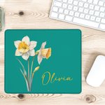 Personalised Multicolour Birth Flower Non-Slip Mouse Pad with Name Birthday Home Office Supplies Gift for Family Friends