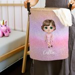 Personalisierte Faux Glitter Cartoon Charakter großen Namen zusammenklappbar Wäsche Aufbewahrungskorb mit Griff Housewarming Geburtstag Geschenk für Jungen Mädchen