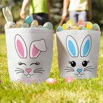 Panier en toile personnalisé avec nom et poignée Œufs de Pâques amusants Chasse Cadeau de vacances pour garçons Filles