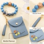 Personalisierte Geburt Blume Schleife-Knoten Stethoskop Quaste Schlüsselanhänger Armband Leder Brieftasche mit Perlen Armband Geburtstag Krankenschwester Woche Geschenk für medizinisches Personal