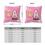 Cojín de Pascua personalizado con el nombre del niño, la niña y el huevo de Pascua de dibujos animados.