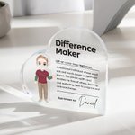 Personalisierte Difference Maker Cartoon medizinischen Charakter Herz Acryl Plaque mit Namen Geburtstag Dankeschön Geschenk für Krankenschwester Arzt medizinisches Personal