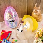 Uovo di Pasqua grande riempibile personalizzato con nome iniziale a tema coniglietto e personaggio regalo di Pasqua per bambini