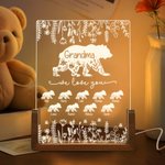 Ositos personalizados We Love You Luz de noche LED acrílica con base de madera y 1-12 nombres Decoración del hogar Cumpleaños Día de la madre Regalo para mamá Abuela