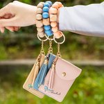 Personalisierte Geburt Blume Schleife-Knoten Stethoskop Quaste Schlüsselanhänger Armband Leder Brieftasche mit Perlen Armband Geburtstag Krankenschwester Woche Geschenk für medizinisches Personal