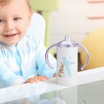 Personalized Cute Bunny Initial and Name 11oz Ceramic Mug 12oz Enamel Mug Sippy Cup Easter Party Favor Gift for Kids