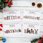 Personalised Merry Christmas Doodle Alphabet Greeting Card with Title and Name Christmas Party Gift for Family Members