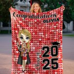 Coperta personalizzata con nome e anno di laurea per uomo, donna e donna.