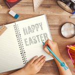 Personalised Cute Bunny Floral Initial A5 Spiral Lined Notebook and Pen Set with Name Happy Easter Birthday Gift for Boys Girls