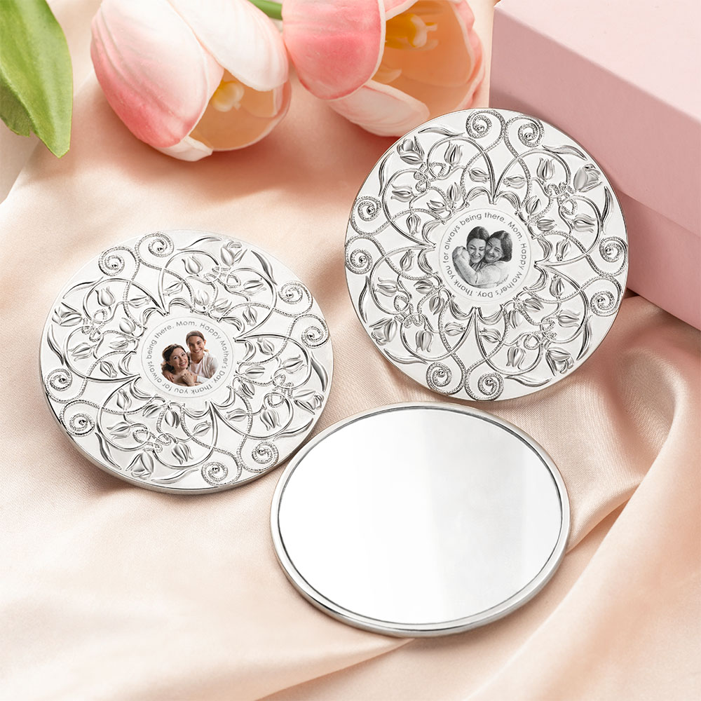 Miroir de maquillage de poche personnalisé Photo Tulip Blossom pour Elle