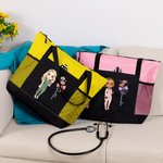 Personalizzato personaggio dei cartoni animati nascita fiore fiocco grande Oxford Tote Bag con nome e testo viaggio essenziale compleanno infermiere settimana regalo per il personale medico