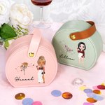 Personalisierte Zodiac Geburt Blume tragbare Leder Hand-held-Schmuck-Etui mit Namen Geburtstag Brautjungfer Muttertag Geschenk für Frauen