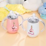 Personalized Cute Peter Rabbit 10 oz Name Insulated Sippy Cup with Flower Basket Eggs Design and Handle Easter Birthday Gift for Toddlers Kids