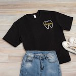 Personalized Embroidered Tooth Dental T-shirt Zip Collared Sweatshirt with Name Birthday Appreciation Gift for Orthodontist Dental Assistant Hygienist