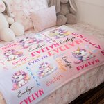Castillo de princesas personalizado Fantasía Unicornio Suave manta con nombre Decoración del hogar Cumpleaños Baby Shower Regalo para niños