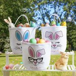 Panier en toile personnalisé avec nom et poignée Œufs de Pâques amusants Chasse Cadeau de vacances pour garçons Filles