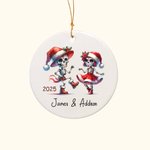 Personalised Cute Dancing Skeletons Ceramic Ornament with Name and Year Funny Holiday Decoration Day of The Dead Gift for Couple