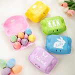 Personalized Cute Rabbit Easter Egg Carton with 6 Chalk Eggs and Name Easter Party Favor Basket Filler Gift for Kids