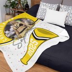 Personalized Game Day Cheerleader Megaphone Soft Photo Throw Blanket with Name and Year Home Decor Birthday Team Gift for Cheerleaders