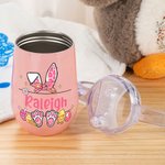 Personalized Cute Rabbit Easter Eggs 10oz Insulated Sippy Cup with Name and Handle Easter Party Favor Birthday Gift for Toddler Kid