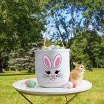 Panier en toile personnalisé avec nom et poignée Œufs de Pâques amusants Chasse Cadeau de vacances pour garçons Filles